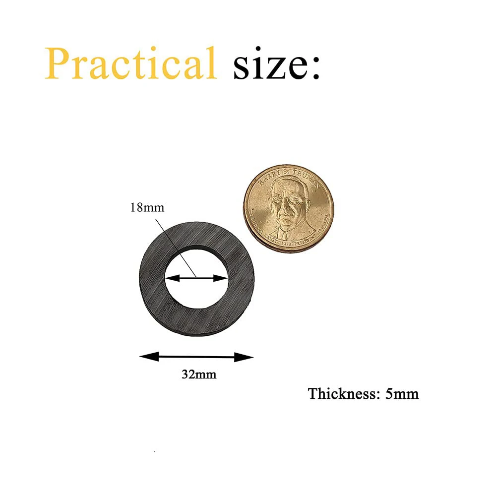 20/40Pcs Ferrite Ring Magnet with Holes 1.26In(32mm) Dia Ceramic Refrigerator Fridge, Science Projects, Crafts Around The Office image 2