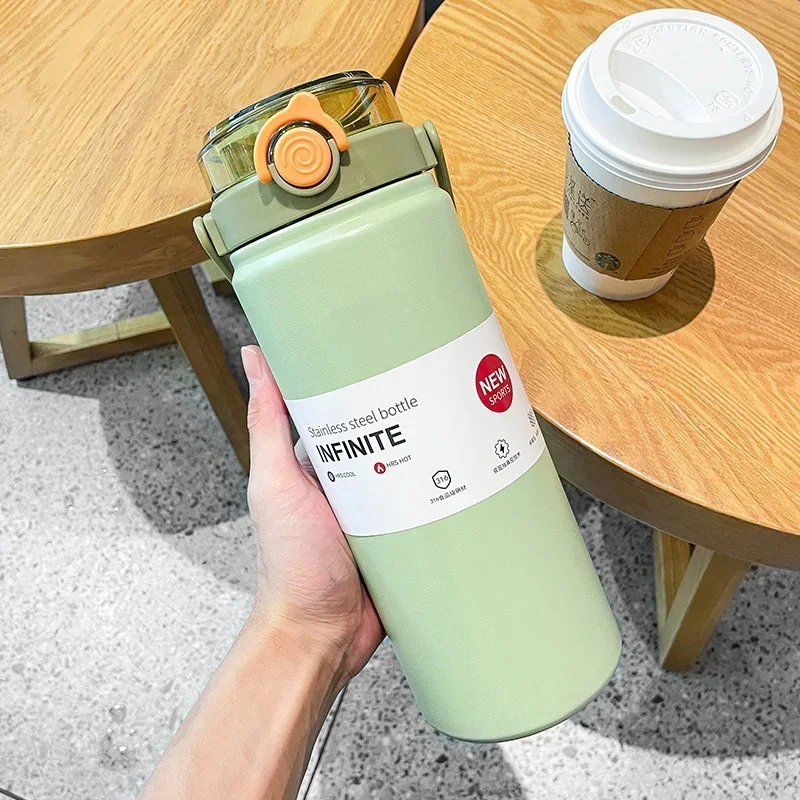 Large Capacity Stainless Steel Thermal Water Bottle with Straw - Vacuum Insulated Thermo Flask