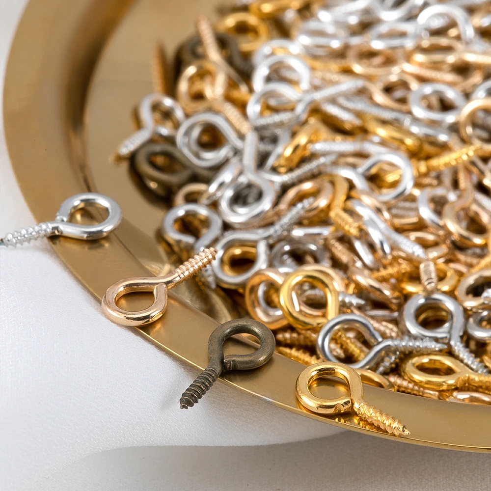 

200pcs/lot Mini Eye Pins Screw Gold Plated Clasps Hooks Connectors for DIY Jewelry Making Pendants Charms Supplies