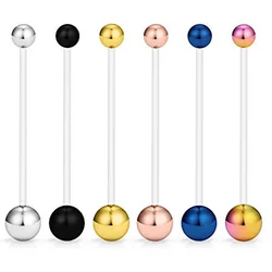 14G 1 1/2 Inch Sports Pregnancy Maternity Flexible Bioplast Long Belly Button Rings Navel Retainer Body Piercing 38mm