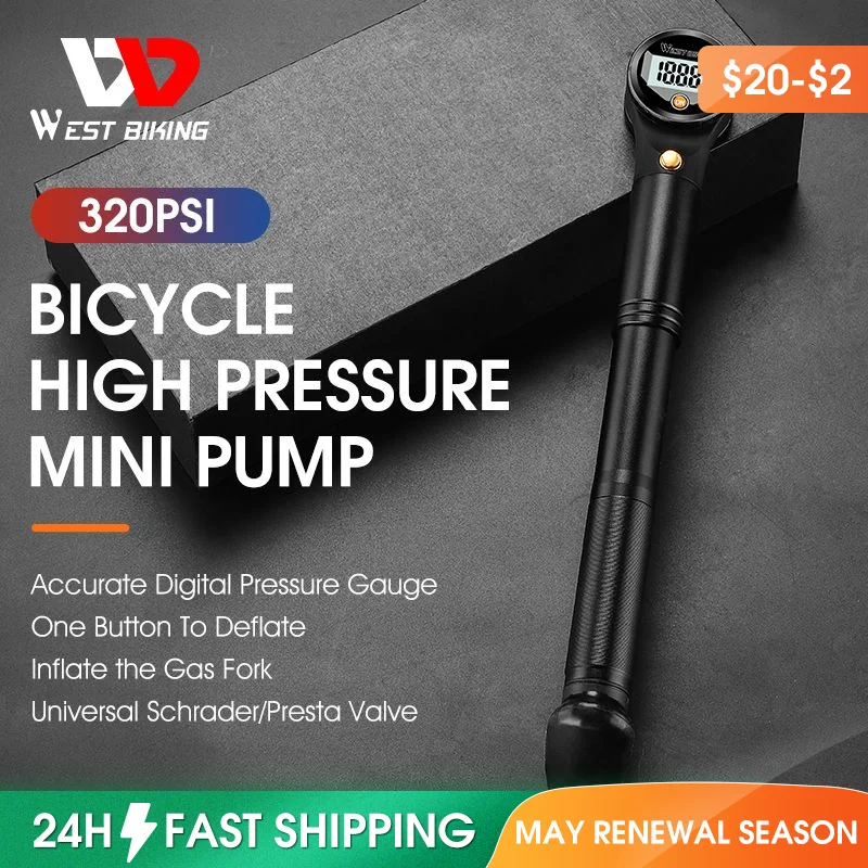 High Pressure Bicycle Bike Air Shock Pump Shock Fork Tire Bicycle