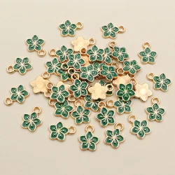 Vibrant Multi - Color Alloy Flower Charms for Jewelry Making - Set of 50 (Dark green)