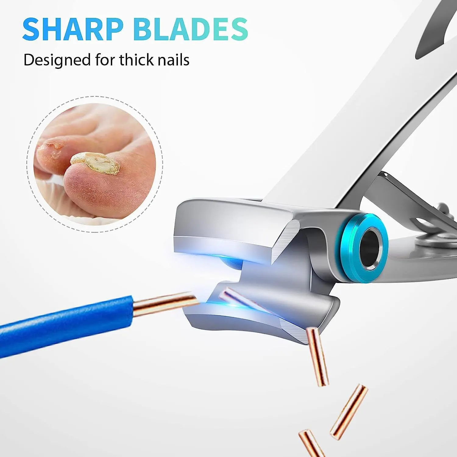 2 IN1 Nail Clippers Stainless Steel Heavy Duty Large Toenail Clippers Ultra Sharp Finger Nail Cutter for Seniors