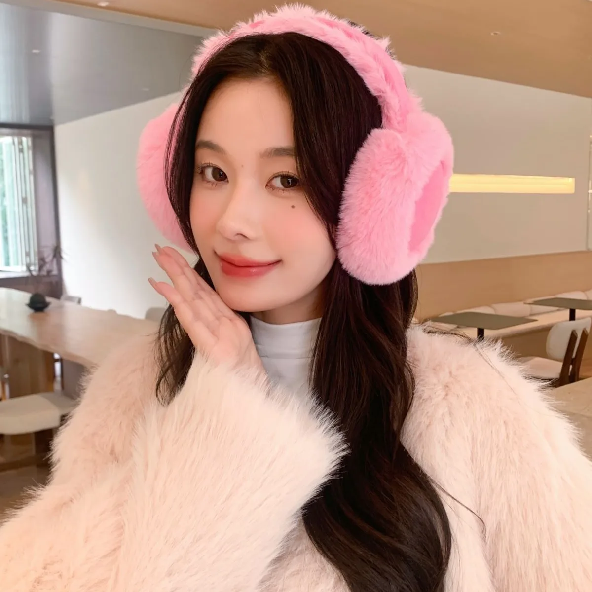 Warm Earmuffs Fur Earmuffs Fashion Plush Thicken Earmuffs Women Maillard Brown Suede Ear Cover Winter Warm Soft Earlap Accessories Outdoor Cold Protection