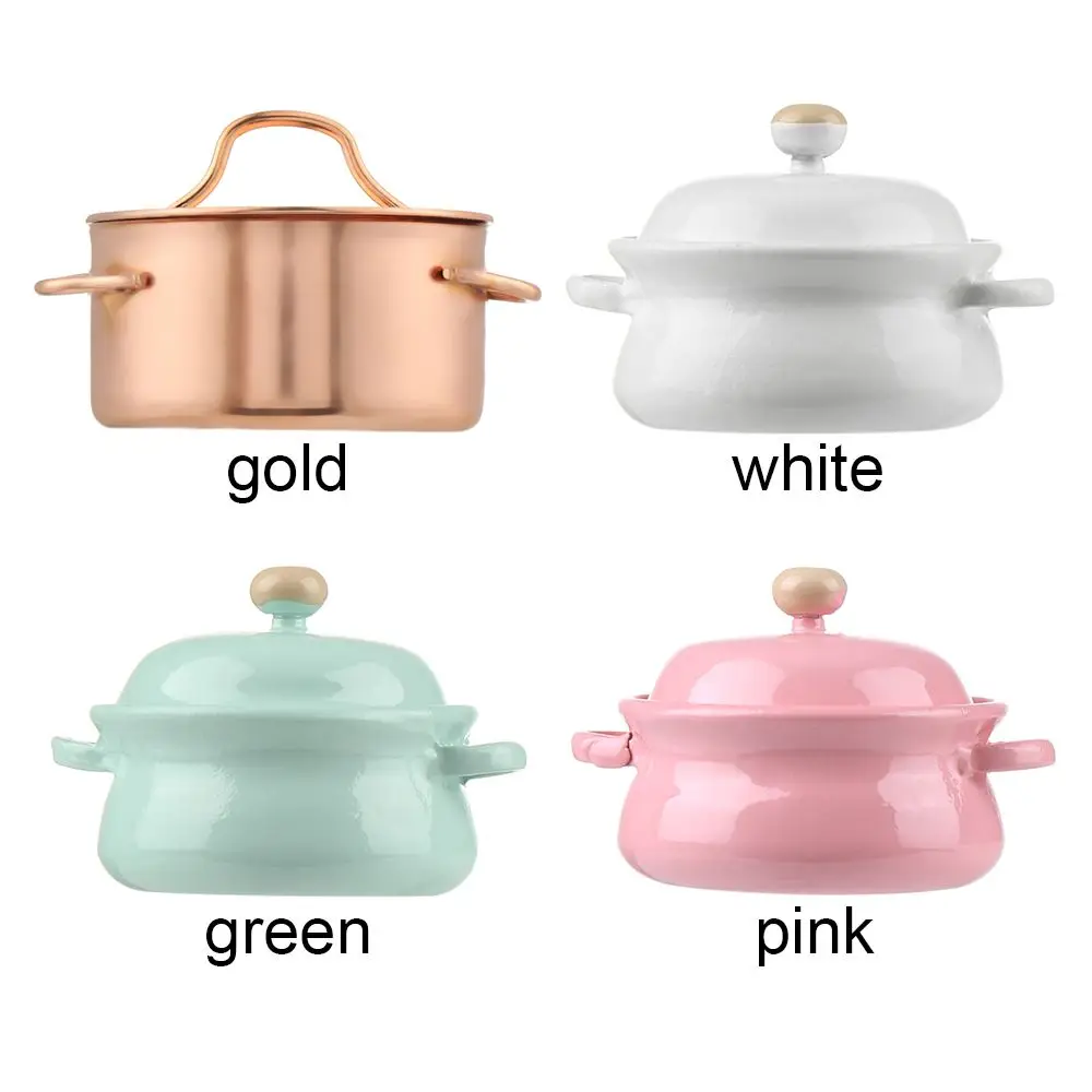 Model Doll Kitchenware Kitchen Cooking Toys Dollhouse Accessories Mini Cookware With Pot Cover Miniature Soup Pot 5