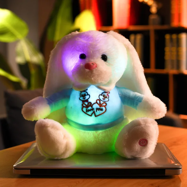 28cm Creative Light Up Led Long Ears Rabbit Stuffed Animals Plush Toy Colorful Bunny Glowing Christmas Gift For Kids Pillow 5