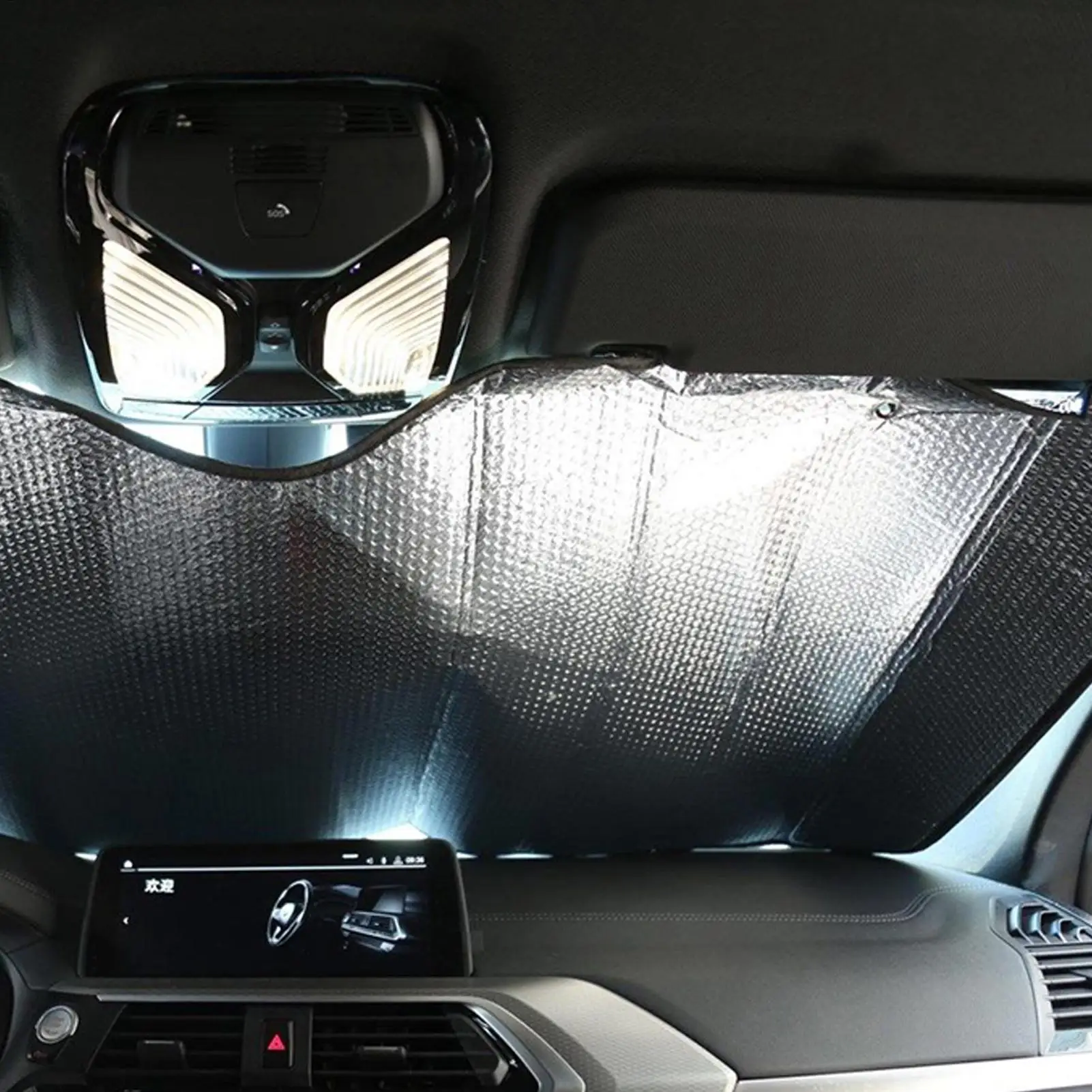 Upgrade Windshield Sun Shade 220x 70cm Reflective Semi Truck Window Shades Foldable RV Windshield Sunshade for Truck RV Van