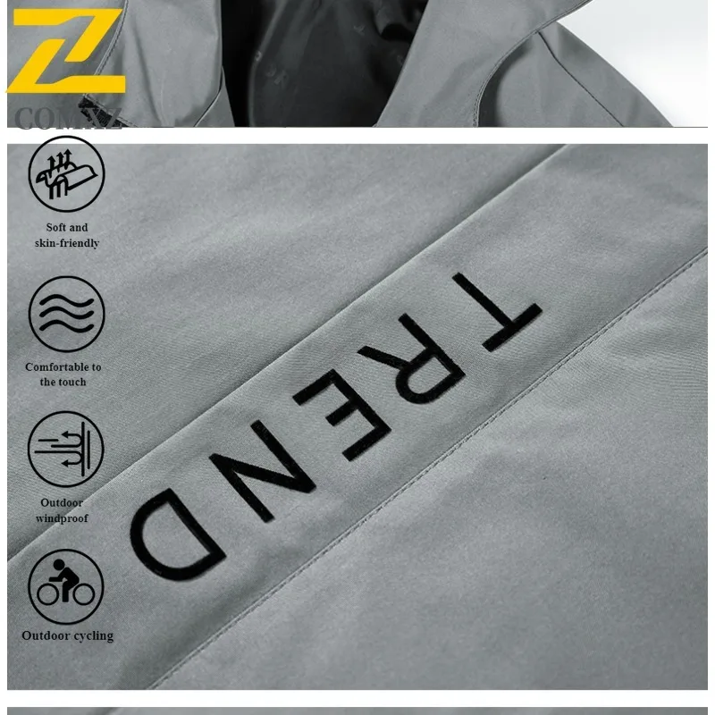 EiAO Jacket Korean Streetwear Hooded  Windproof Waterproof Workwear Coat for Men Camping Hiking Fishing Trendy Casual Wear 2025