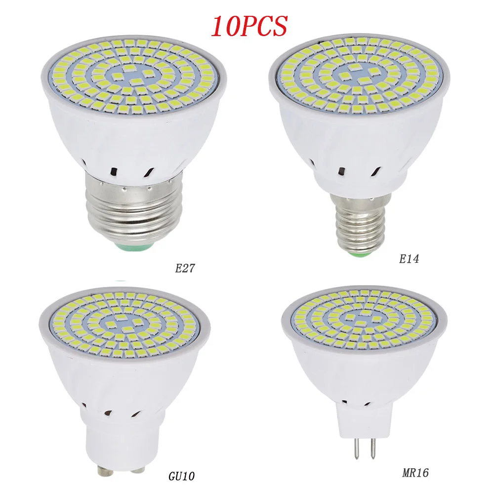 

10Pcs/Lot MR16 E27 LED Lamp 3W 4W 5W GU10 E14 Spotlight Bulb 220V 48 60 80 LEDs Lampada SMD 2835 Bombillas Spot Light