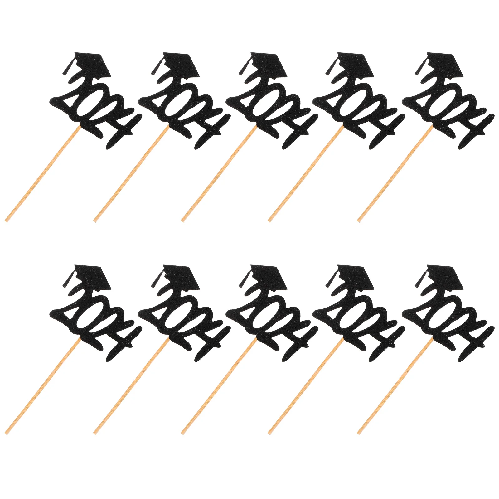 

10 Pcs Decoraciones Para Baños 2024 Grad Party Supplies Paper Cup Graduation Dessert Toppers Wood Class Of Cupcake Decorations