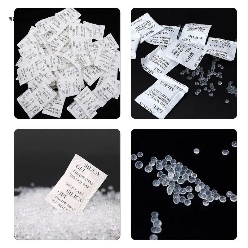 Silica Gel Desiccant Pack Non-Toxic Moisture Absorber Dehumidifier 100 Packets For Kitchen Clothes Storage Room