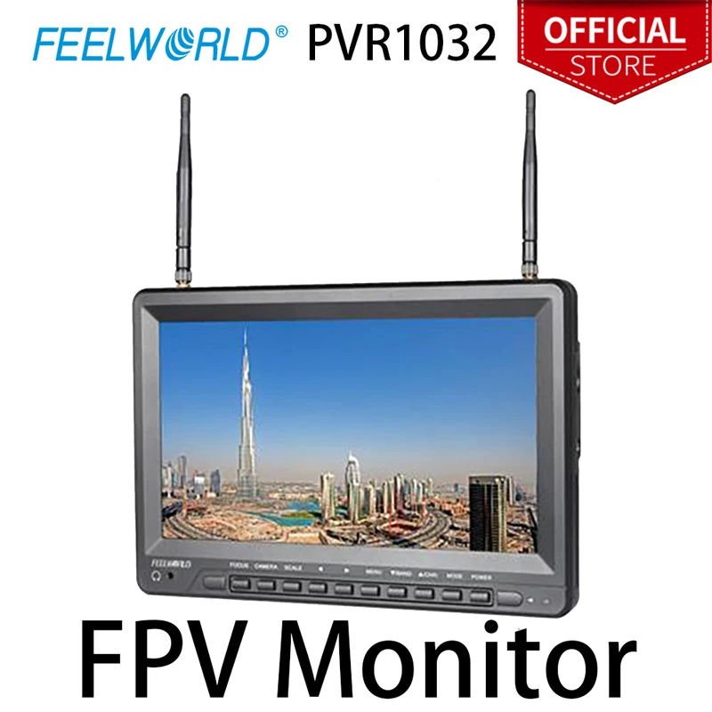 

Монитор Feelworld PVR1032, 10,1 дюйма, IPS, 1024x600, HD, FPV, со встроенным аккумулятором, двойной приемник разнесенных сигналов, 5,8 ГБ, 32 канала, DVR