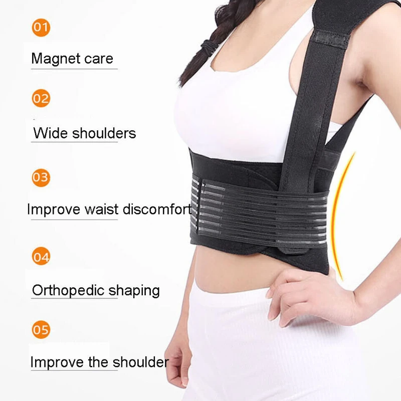

SpineBack Shoulder Lumbar Self-heating Brace Support Belt Back Posture Corrector