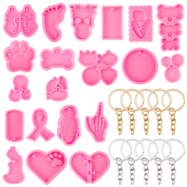Dog Paw Print Resin Molds Heart Shape Keychain Casting Silicone Molds for  Key Chain Pendant Making