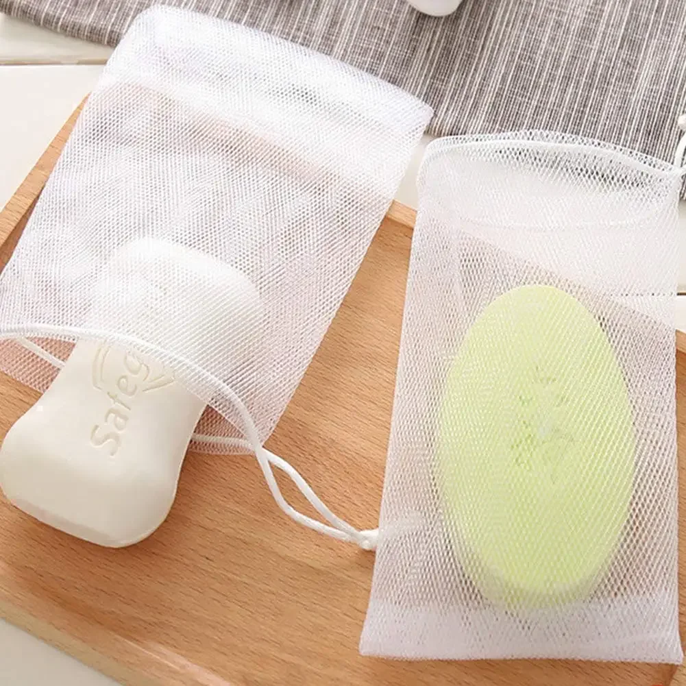 1-50PCS Bathroom Soap Foaming Net Bags Facial Cleanser Soap Exfoliating Mesh Drawstring Bag Shower Body Wash Cleaning Supplies 4