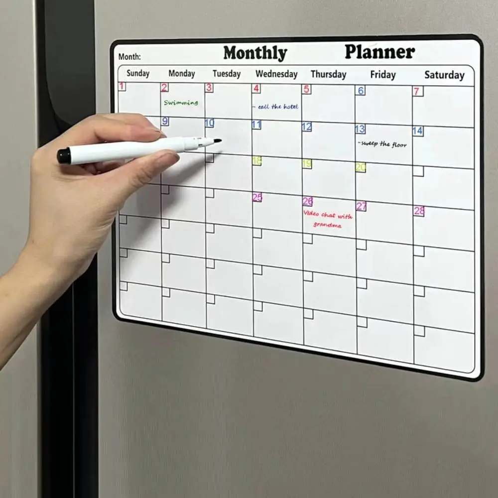 

Magnetic Monthly Weekly Planner Fridge Sticker Erasable Refrigerator Memo Board Fridge Calendar Sticker Message Board
