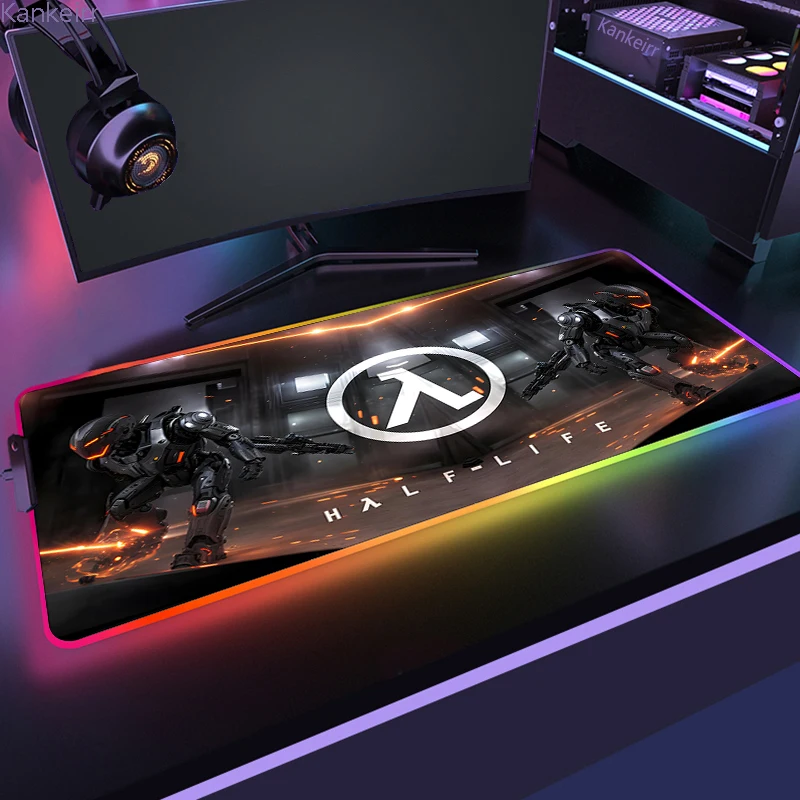

Gaming XL Mouse Pad RGB Mousepad Cool LED Mausepad Keyboard Desk Carpet Game Rubber No-slip Mouse Mat Gamer H-Half-Life 800x300