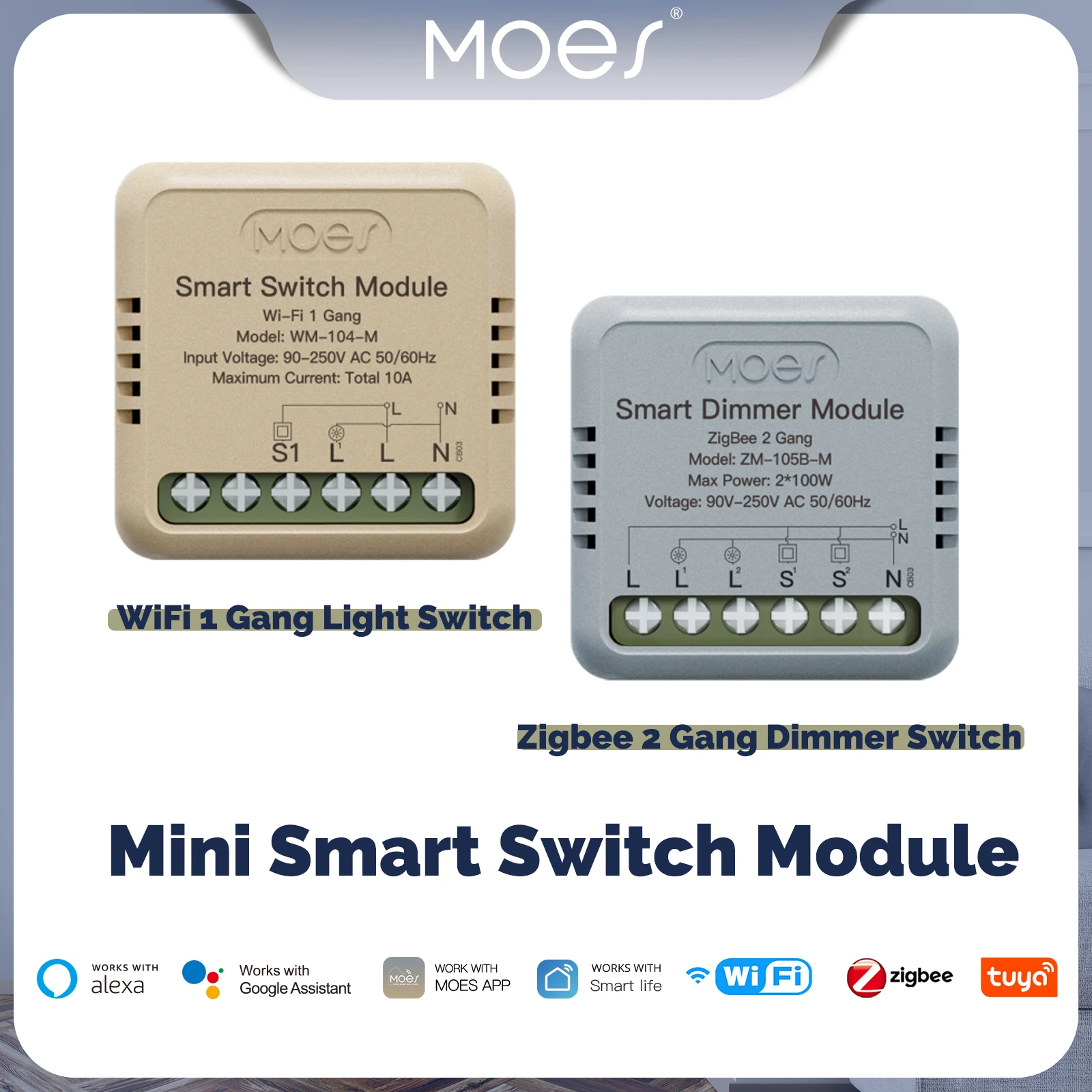 Смарт-выключатель MOES с кольцом-звездами