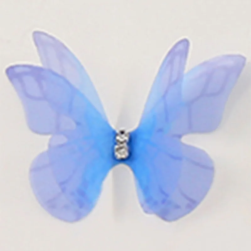 4.5cm 100pcs Double Layered Dimensional Gauze Mesh Butterfly Dreamy DIY Bride Hair Accessories Headwear Materia Nail Decoration jewelry making supplies craft supplies
