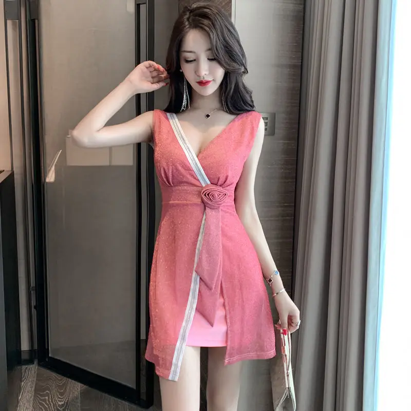 

New Summer Womes Sexy Slim Fit V-neck High Waist Nightclub Wrap Hip Dress Women Dresses Female Vestidos Elegantes Para Mujer