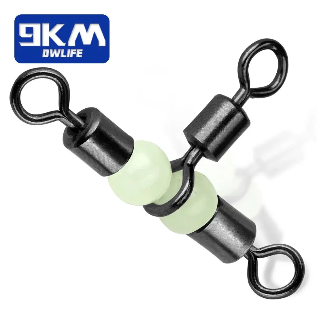 

3 Way Swivels 15~60Pcs Three Way Fishing Swivel Tackle Saltwater Fishing Barrel Swivel Fishing Line Connector With Glow Beads