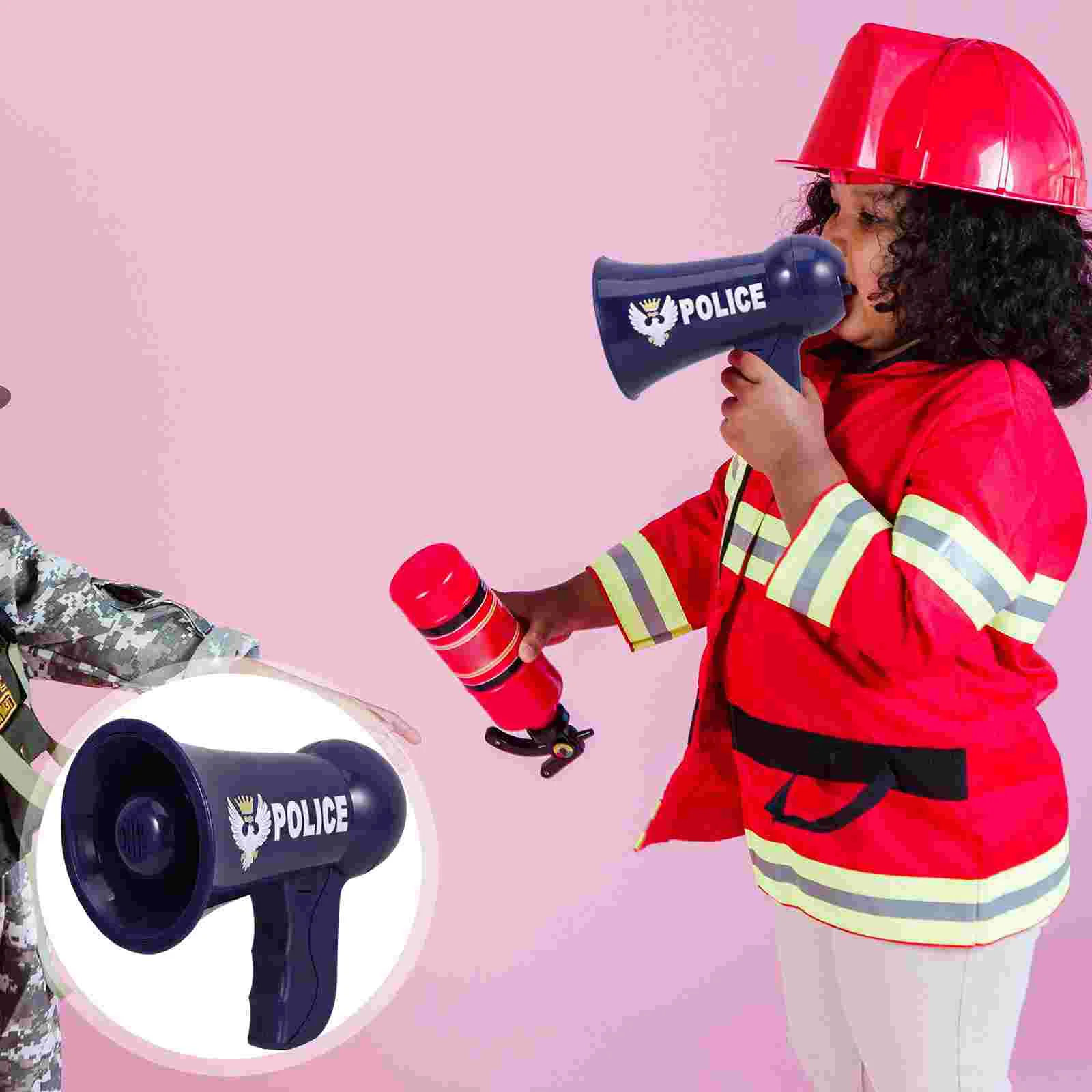 Blue Police Megaphone Toy Simulation Speaker Kids Pretend Play Bullhorn Cartoon Megaphone Role Play Children