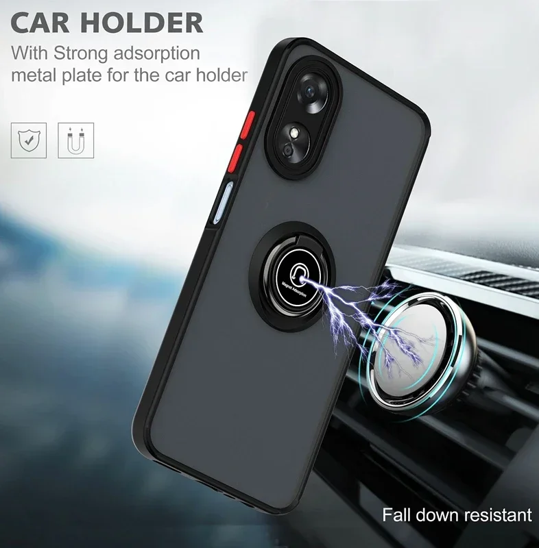 Durable Armor Matte Case with Ring Holder and Magnetic Stand - Shockproof Design