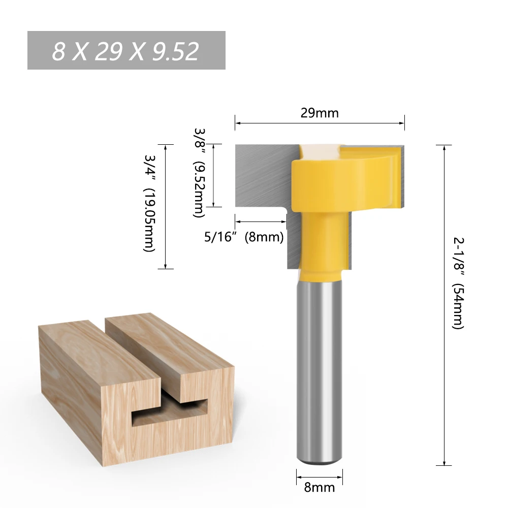 LAVIE 8 mm Schaft T-Nut Fräsen gerade Kante Schlitzmesser Fräser Fräser Fräsen Schneidgriff für Holzbearbeitung C08148Z29 – Detail 3
