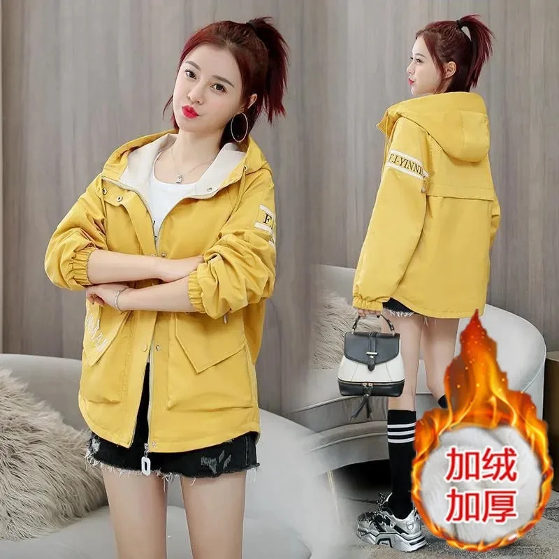 Windbreaker Women's 2022 Spring Autumn Korean Version Loose Women's Short British Style All-match Casual Tooling Jacket Ins Tide