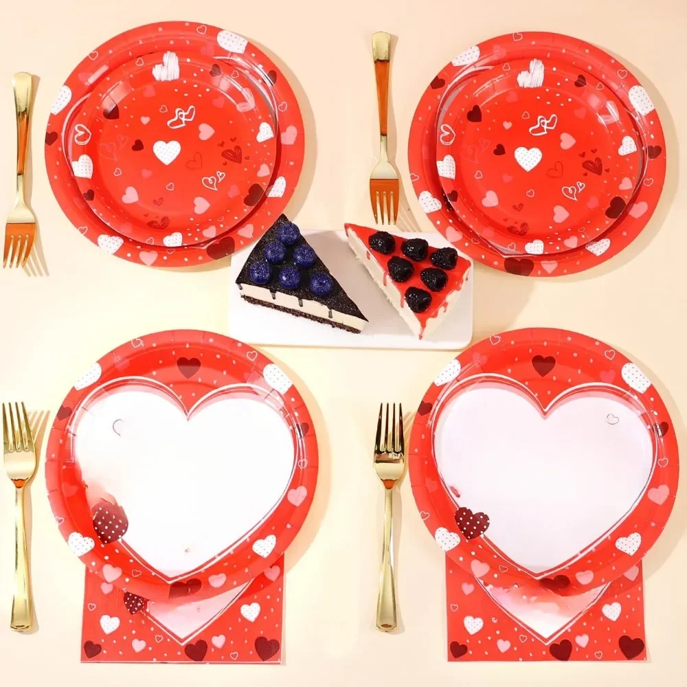 Valentine's Plate and Napkin Set-Red Valentine's Plate Party serves Day decorations