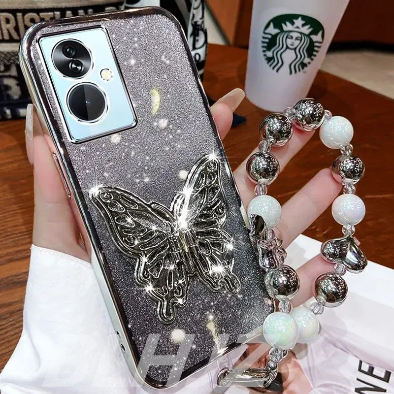 3D Butterfly Glitter Bracelet Phone Case Holder