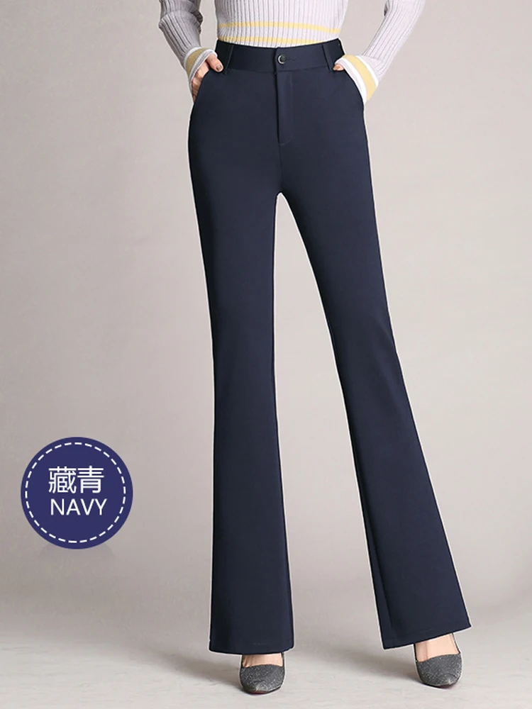 Women Pants Spring Summer Wide Leg Pants Solid Casual High Waist Flared Pants Female Office Lady Long Trousers Black Trousers 2