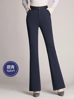 Women Pants Spring Summer Wide Leg Pants Solid Casual High Waist Flared Pants Female Office Lady Long Trousers Black Trousers 2