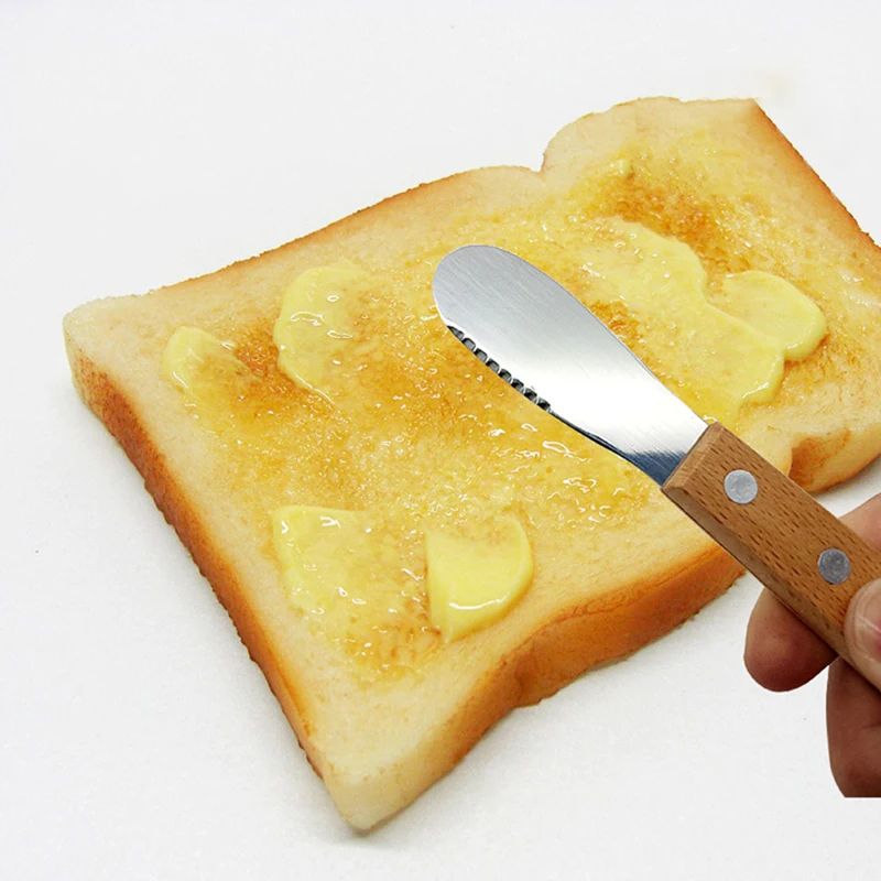 Small Stainless Steel Spatula With Wooden Handle Jagged Multifunction Wipe Cream Sandwich Jam Bread Butter Knife butter knife,silicone spatula