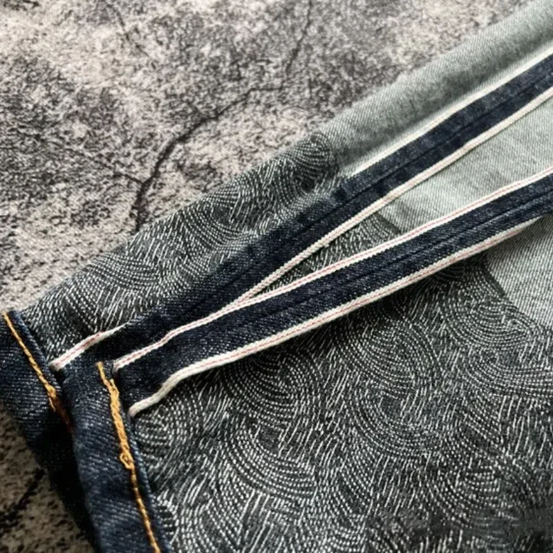 16 oz American Heavy Cotton Tannin Red ear Roll leg Twist Slim straight water wash denim pants Tide 6