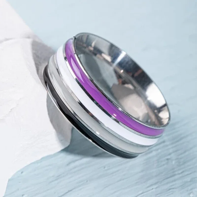 Anello Da Uomo Spinner LOVE Con Smalto Arcobaleno Intarsio In - Foto 10