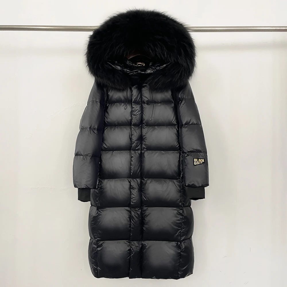 الواقع معطف الفرو شتاء جديد فوق الركبة سترة منفوخة...