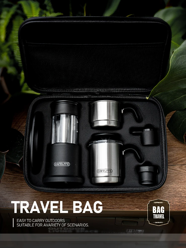Portable Espresso Maker Capsule & Ground Hand Press Brewer Milk Froth Travel Bag hiking Camp Protective Carry Case Cafelffe