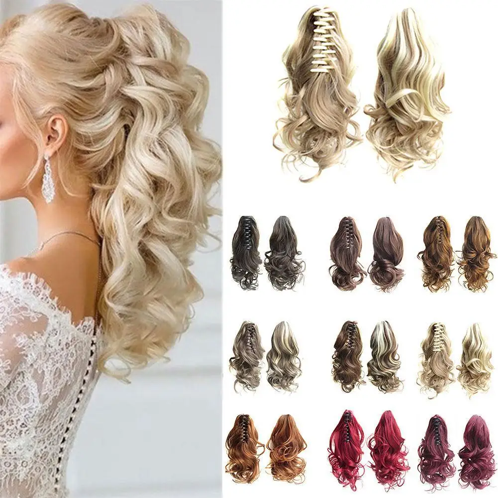 Small Wave Claw Clip Ponytail Curly Hair Extension Synthetic Fiber Hair Patch 40cm Ponytail Wave Wig For Women