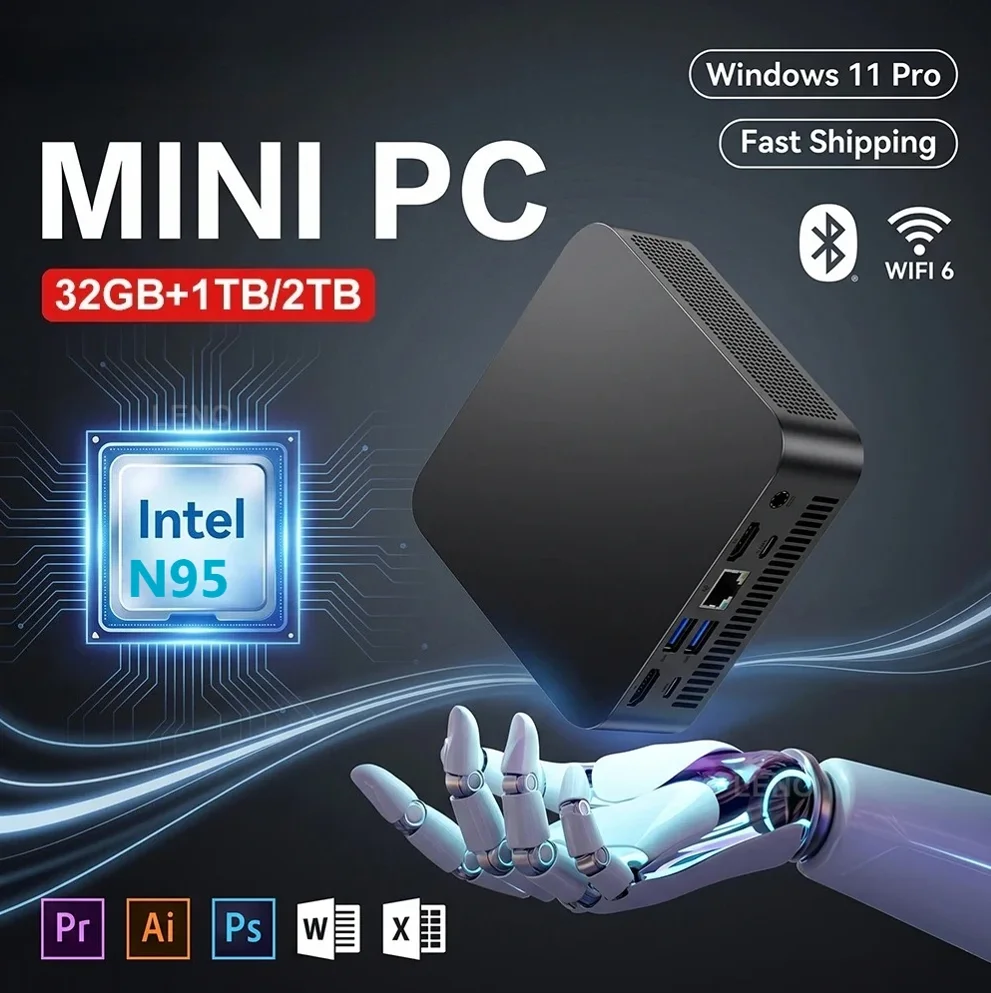 미니 코어 N95 PC 윈도우 11 프로 16GB 램 1TB/2TB SSD WIFI..