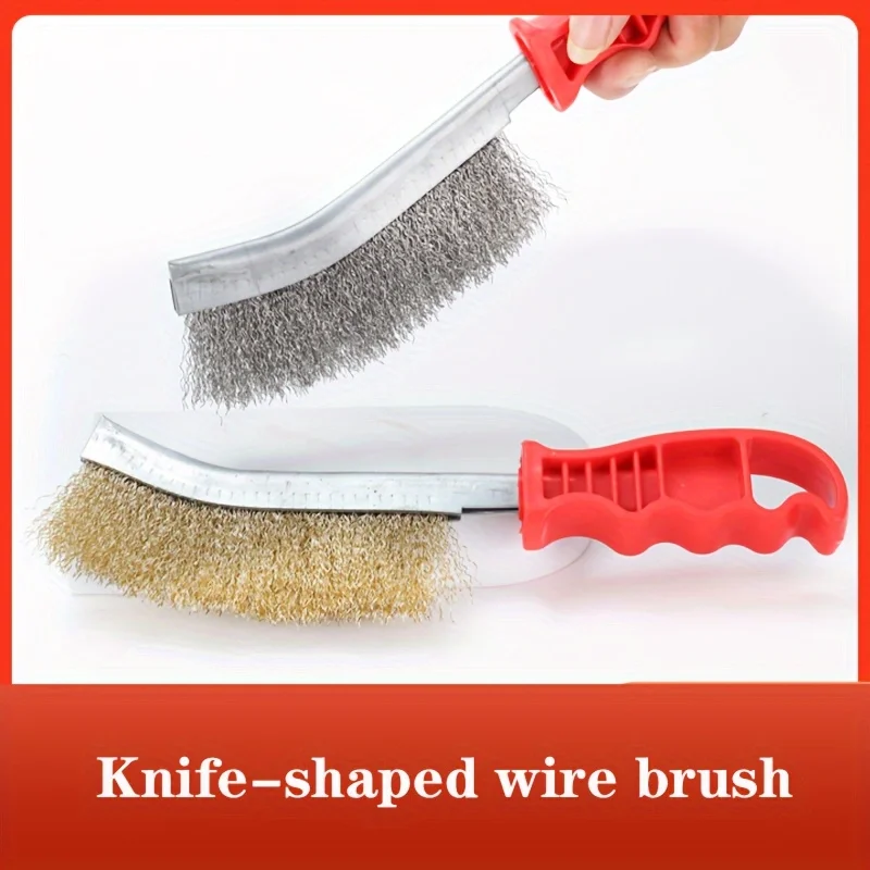 Nine horses wire brushes, copper-plated steel wires, knife-type brushes, plastic handles, cleaning industrial copper wires, deru