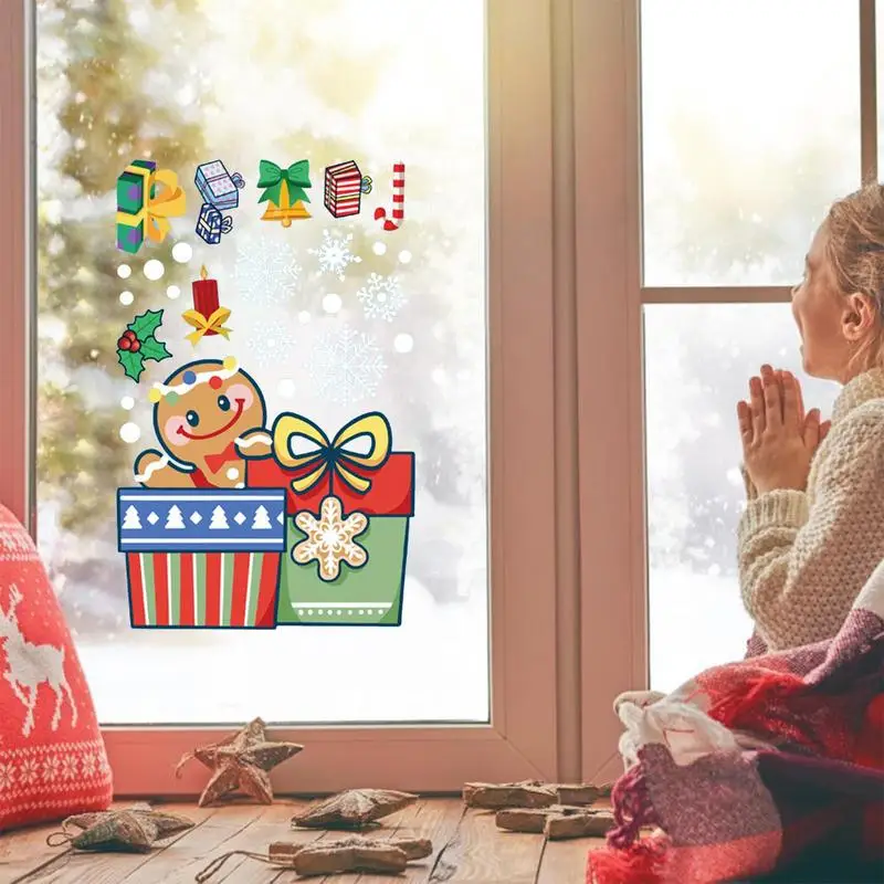 Christmas Window Clings Electrostatic Sticker Decorate Home Kids Room Wall Mirror Sticker Window Glass Door Theme Party Ornament