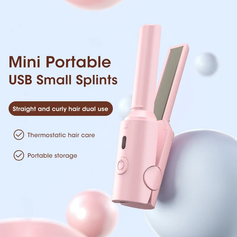 2 In 1 Mini Hair Straightener Curler Comb Anti-Scald Hot Comb Brush USB Rechargeable Hair Straightener Brush Styling Tools For hair straightener,hair straightener brush,hair straightener comb