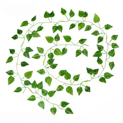 Elegant Green Silk Hanging Garland - 210cm Artificial Vine Leaves for Home, Wedding, Party, and Garden Decor (Green leaf)
