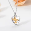 Stainless Steel Heart-shaped Urn Necklaces for Ashes Hummingbird Pendant Animal Cremation Memory Jewelry with Funnel Spoon 1