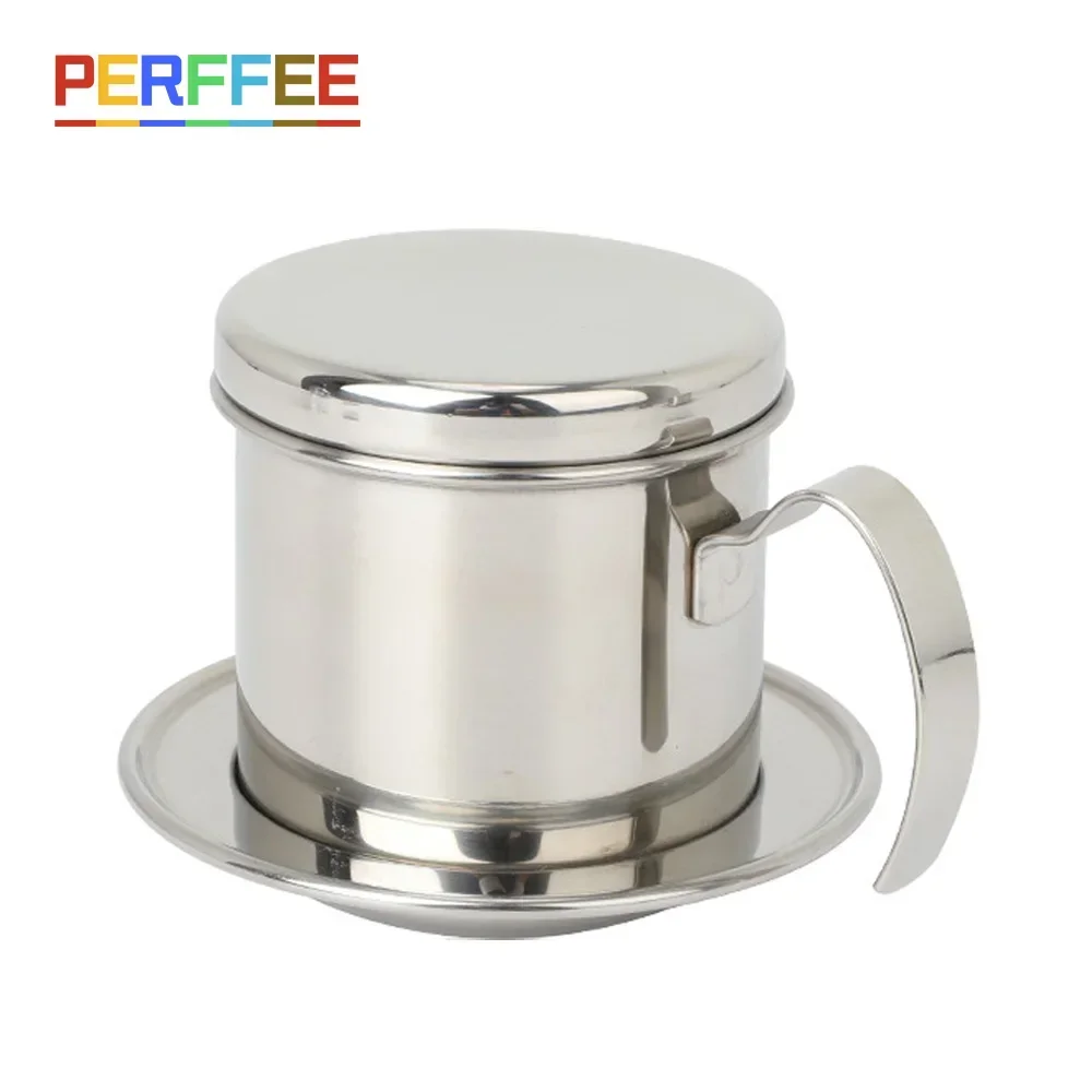 Vietnamees Koffiedruppelfilter, Vastgeschroefde Koffie Vietnamese Koffiefilter Vietnam Koffiedruppelaar voor Trung Nguyen Coffee Gravity Insert Vietnamese Stijl Maken op Kantoor aan Huis(Zilver