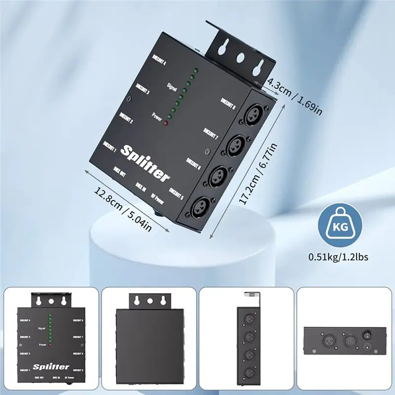 무대 조명 제어용 정밀 8채널 DMX512 신호 증폭기 분배기 LED DJ 디스코 파티 웨딩 바 EU 플러그