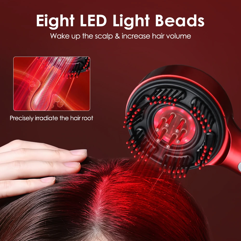 Electric Massage Comb with Red Blue Light Therapy for Hair Growth