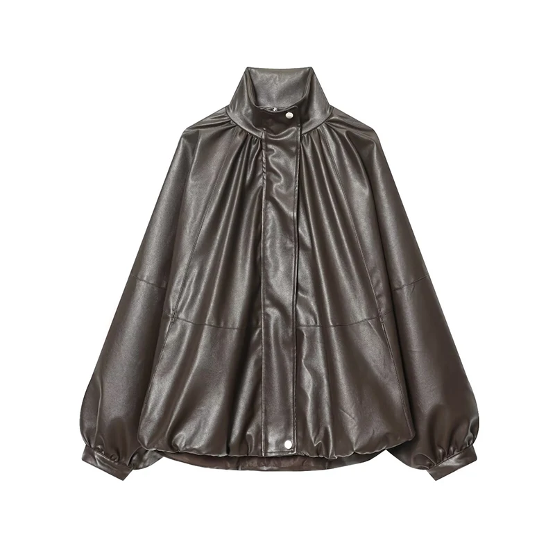 Women's Jacket Autumn 2025 New Fashion Leather Bomber Jackets For Women Long Sleeve Coat High Street Casual New Outerwear