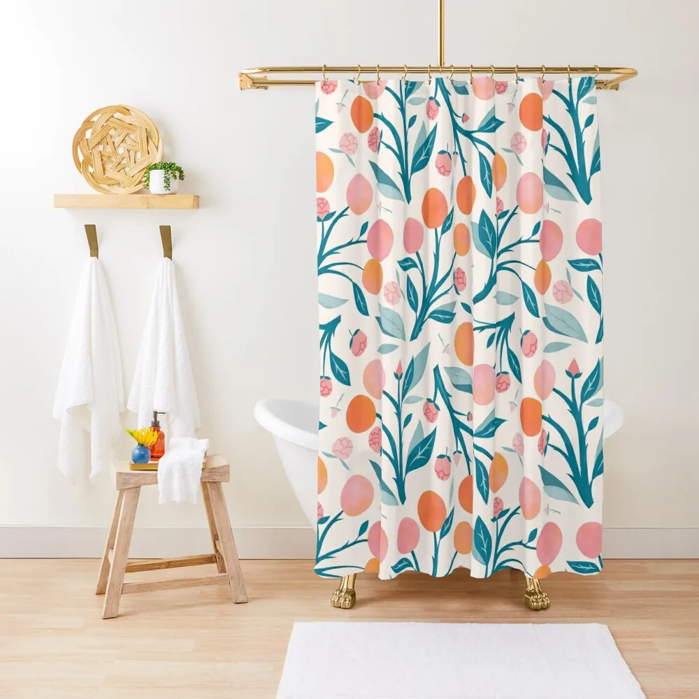 

Peaches and Peony Buds Shower Curtain Toilet Accessories Bathroom Shower Set Window Bathroom Decor Shower Waterproof Curtain